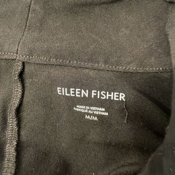 Eileen Fisher Black Cotton Blend Open Cardigan with Pockets Size Medium - Picture 5 of 6